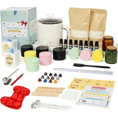 Julwshiper Candle Making Set for Adults, DIY Candle Making Kit, Scented Candle Gift Set with Wax Melter, 1500 g Soy Wax, 11 Wax Jars, 8 Essential Oils and 12 Dyes