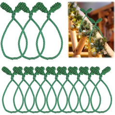 Pack of 12 Christmas Garlands Ribbons, 40 cm Flexible Christmas Railing Ribbons, Reusable Decorative Twist Bands for Christmas Party, Home Decoration (Green)