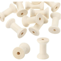 PATIKIL Empty Wooden Bobbins 2 x 1.4 Inches, 40 Pieces Untreated Wooden Sewing Thread Spools, Natural Wire Weaving Bobbins for Crafts and Embroidery, Wood Colour
