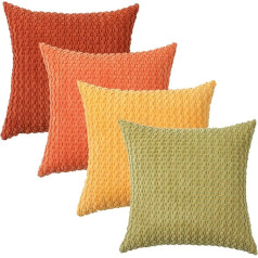 Set of 4 Cushion Covers, 45 x 45 cm, Textured Corduroy Cushion Cover for Children's Room, Colourful Cute Decoration, Orange
