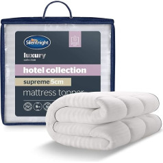 Silentnight Hotel Collection Luxury Soft Silky Comfortable Single Mattress Topper 5cm Deep Mattress Protector with Deep Elastic Straps Single - 190cm x 90cm