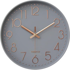HZDHCLH 30 cm Large Wall Clock Silent No Ticking for Home, Kitchen, Office and School (Ash Gold)