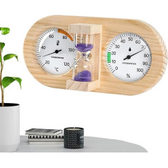 Sauna Thermometer | 15-Minuten Countdown Temperatur Monitor - Holzrahmen für Wandmontage mit 15-Minuten-Timer Sauna Temperatur- und Luftfeuchtigkeitsmesser - Für Raum Garage Arbeitsplatz Gewächshaus