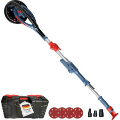 FANZWORK Drywall Sander with Brushless EC Motor 900 W, Ultra Light, 225 mm Sanding Giraffe, up to 2300 rpm, Length up to 1.9 m, Includes LED, 3.8 m Cable, Sanding Discs, Suction Adapter, Carry Case