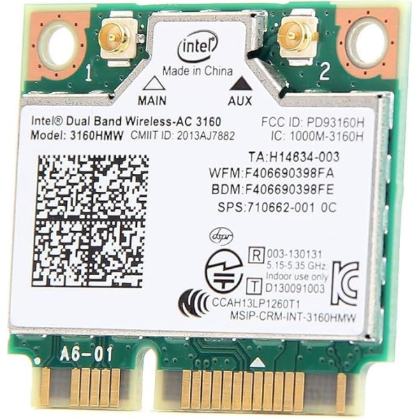 Intel 3160.HMWWB.R - Dual Band Wireless-AC 3160 - Network adapter - PCIe Half Mini Card - 802.11b, 802.11a, 802.11g, 802.11n, 802.11ac, Bluetooth 4.0 LE
