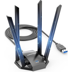 COMFAST WiFi 7 USB WLAN Stick WLAN Adapter 6500 Mbit/s Tri-Band, 4 x High-Gain Antennas, OFDMA/MU-MIMO, WPA3 Security, with Extension Cable for Flexible Positioning, Plug & Play Windows 10/11