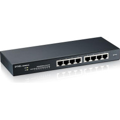 Zyxel Network Switch 8 Port | Smart Managed Gigabit LAN Switch | Fanless Design | VLAN, IGMP, QoS | Table, Wall or Rack Mounting [GS1900-8]