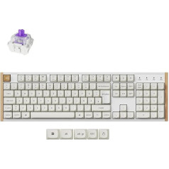 Keychron K10 HE Full Size DE-ISO Layout Wireless Mechanical Keyboard with Magnetic Switches & Hot-Swap - Bluetooth/2.4GHz/USB-C, RGB Lighting QMK Programming for Mac/Win, Wood Design (White)