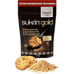 SUKRIN Gold Natural Alternative to Brown Sugar and Cane Sugar, Calorie Free Sugar Substitute with Erythritol Stevia Blend, Sugar Substitute, Vegan, Gluten Free, Non-GMO, Kosher, Keto Friendly, 500 g