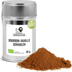Löwenstark Vanilla Bourbon Ground Organic 30g - Finely Ground Vegan Organic Bourbon Vanilla. Ideal for Refining Sweet Foods, Pastries & Drinks