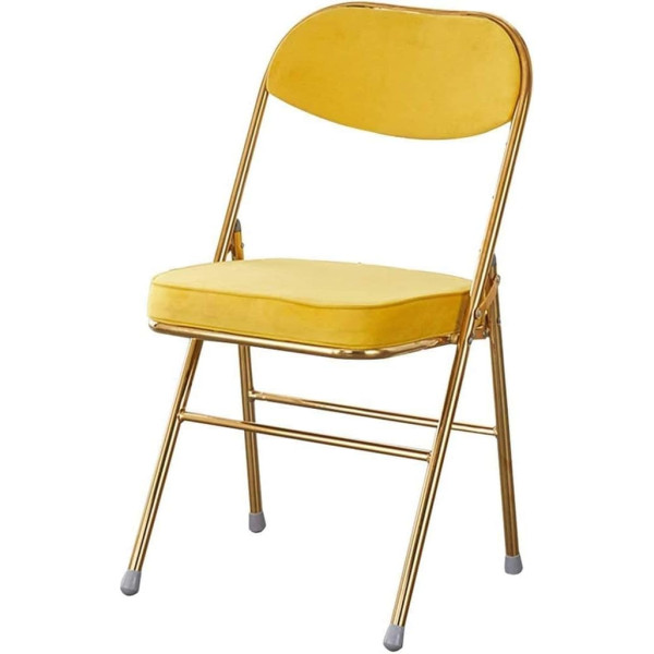 Folding Chair Indoor Luxury Flannel Chairs Restaurant Living Room with Cushion Portable Visitor Reception Chair Load 150kg