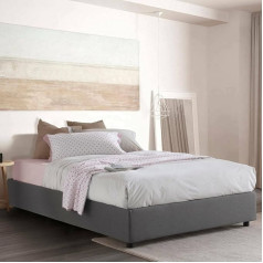 Talamo Italia - Dana Double Bed, Container Bed with Fabric Cover, 100% Made in Italy, Front Opening, Mattress 160 x 190 cm, Grey