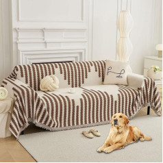 HAOMAIJIA Boho Sofa Covers, Couch Covers for 3 Pillows, Couch, Sofa, Pet Friendly, Soft Thick Couch Cover for Dogs, Washable, L Shaped Furniture Protector (Brown, 91 x 118 Inch)