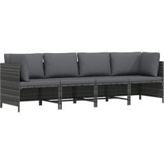 Modulares Ecksofa Poly Rattan mit Kissen Grau für Garten Lounge Set, Ecksofa mit abnehmbaren Kissen als modulares 4-Sitzer Gartensofa