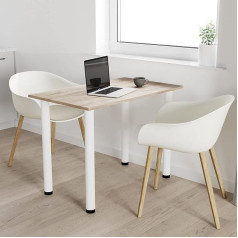 AKKE Dining Room Table with White Legs, Dining Table, Kitchen Table, Office Table, Truffle, 80 x 35 cm