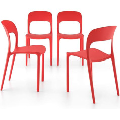 MOBILI FIVER, Amanda Chairs, Set of 4, Red