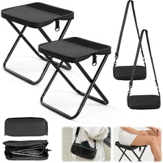 NAVESO Pack of 2 Folding Stools for Camping, Portable Camping Stool, Foldable Lightweight, Garden Stool, Foldable Holds up to 120 kg, Camping Stool Foldable for Travel, Outdoor, Hiking, Garden