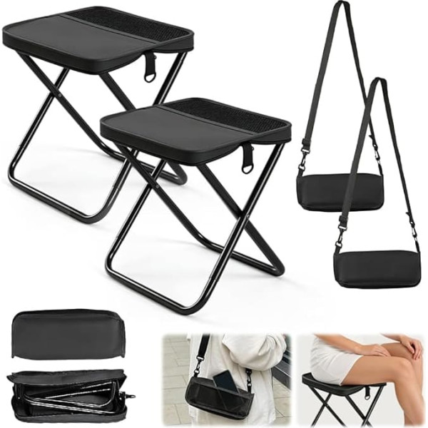 NAVESO Pack of 2 Folding Stools for Camping, Portable Camping Stool, Foldable Lightweight, Garden Stool, Foldable Holds up to 120 kg, Camping Stool Foldable for Travel, Outdoor, Hiking, Garden