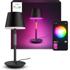 Philips Hue White & Color Ambiance Go Portable Table Lamp (530 lm), Dimmable LED Light for Hue Lighting System with 16 Million Colours, Smart Light Control via Voice or App, Black