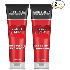 John Frieda Red Enhancing Shampoo & Conditioner Bundle, Radiant Red Shampoo & Conditioner for Red Hair, Helps Enhance Red Hair Shades with Pomegranate and Vitamin E