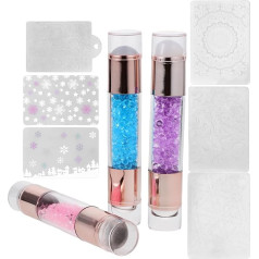 Doppelkopf Silikon Nail Art Stempel Satz 3stücke mit Acryl Schaber für Musterübertragung und Verschiedene Nagelgrößen für Nail Art und Maniküre Zubehör Zufällige Zufällige Farbe