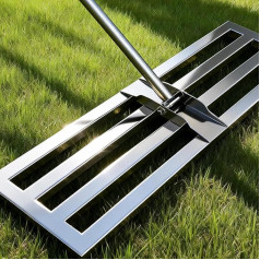 Lawn Levelling Rake, 75 x 25 cm, Weighs up to 6.4 kg, Improved Thick Stainless Steel Pole with Effort-Saving Handle, for Levelling Law/Sand/Ground in the Garden, Golf Course