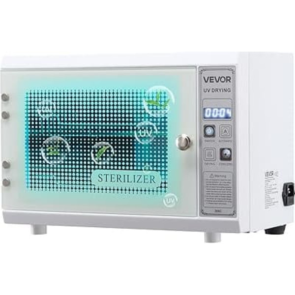 VEVOR UV Sterilizer Nail Tool Cleaning Machine (12L/160W) Multifunctional Nail Cleaner Sterilizer with Timer Setting Cleaning Cabinet with Tempered Glass Door for Laboratories