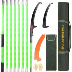 SWAWIS Pruning Saw with Telescopic Handle, 8 m Pole Pruner, Pruning Saw, Telescopic Pruner, Manual Adjustable Length, Telescopic Saw with Carry Bag, Cuts Clean and Fast for High Branches