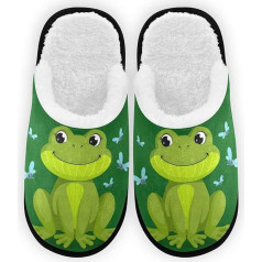 Green Frog Butterfly Slippers, Soft Memory Foam Non-Slip Indoor Slippers for Bedroom, Hotel, Travel, Spa