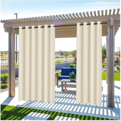 Outdoor Curtains, Sun Protection, Pack of 2, 400 x 233 cm (W x H), Outdoor Curtain Weatherproof with Eyelets, Outdoor Curtains, Waterproof Wind Protection, Opaque for Gazebo, Porch, Pergola