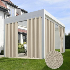 HolidayIdeas Outdoor Curtains for Patio Waterproof Linen Weatherproof 54 x 84 Inch Indoor Outdoor Weighted for Living Room Pergola Porch Cabana Gazebo 4 Panels