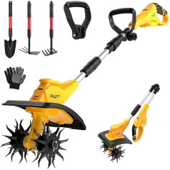 Wireless Tiller Cultivator Compatible with DEWALT 20V MAX Battery (Tool Only), Folding Electric Rototiller for Garden with 40 Steel Tines, 310RPM, 23cm Base Width and 16