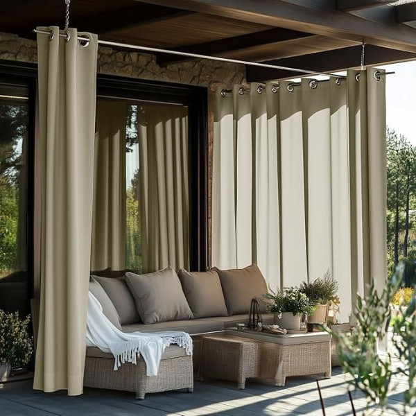 ShadeMart Outdoor Curtains for Patio Waterproof Blackout High Quality Weatherproof Privacy Curtains for Porch Pergola Deck Backyard 54x108 Inch Light Grey 1 Panel