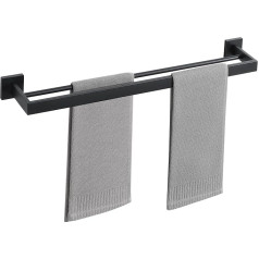 SAYAYO Towel Rail Black 70 cm Guest Towel Holder Bathroom Towel Rail Wall Mounted Stainless Steel Premium Double Bath Towel Holder for Bathroom and Kitchen