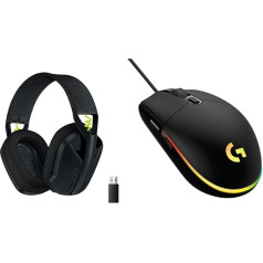 Logitech G 203 Gaming Mouse with Adjustable Lightsync RGB Lighting + Logitech G 435 Lightspeed Wireless Bluetooth Gaming Headset Black