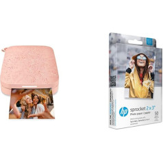 HP Sprocket Portable Photo Printer (2nd Edition) - Instantly Print 2x3 Sticky-Backed Photos from Your Phone - [Blush] [1AS89A] + HP Paper Inkjet Printer - Papers Inkjet Printers