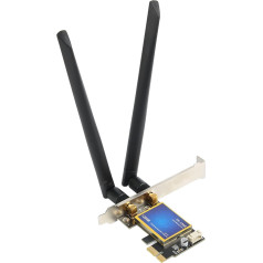 PCIe WLAN Card for Desktop PC, 7260AC 2.4G/5G Dual Band 1200Mbps Bluetooth 4.0 Wireless Network Adapter with External High Gain Antennas for 7 8 10