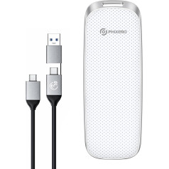 PHIXERO P10PRO External Portable NVMe SSD 512GB, Up to 1050MB/s, USB 3.2 Gen2, Includes 2-in-1 USB C Cable, External Hard Drive Portable SSD for iPhone 15/16 PRO/Android/Mac, White