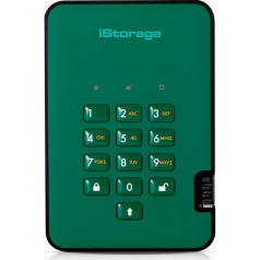 iStorage diskAshur2 SSD 8TB Green - Secure Portable Solid State Drive - Password Protected - Dust and Waterproof - Hardware Encryption