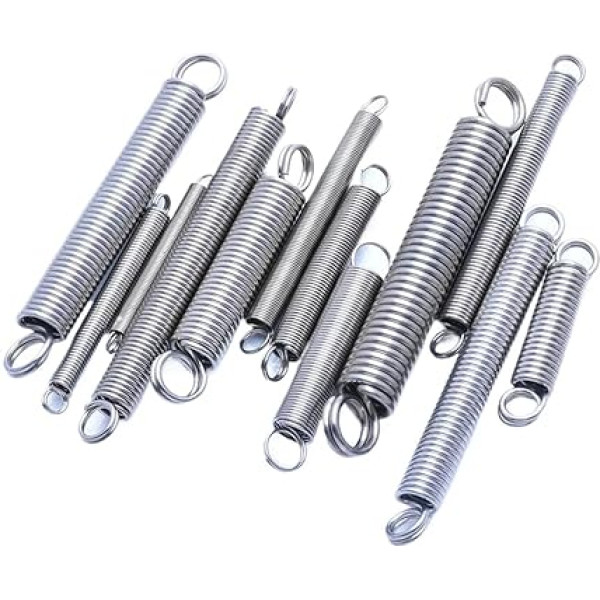 Zugfeder, 2er-Pack Zugfedern aus Edelstahl 304 mit doppelter Schlaufe und geschlossenem Haken, Drahtdurchmesser 1,8 mm, Länge 12–20, Drahtlänge 50–150(130mm,15mm-1.8mm)