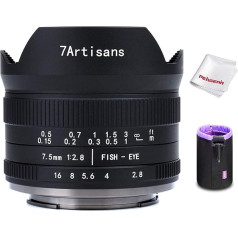 7artisans 7.5mm F2.8 APS-C Fisheye Fixed Lens for Fujifilm Fuji Cameras Like X-A1, X-A2, X-AT, X-M1, XM2, X-T1, X-T2, X-T10, X-Pro1, X-E1, X-E2