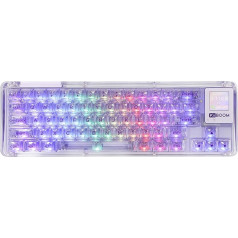 KiiBoom Phantom 64 60% Seal Mechanical Keyboard with 1.54 Inch LCD Display, BT5.0/2.4GHz/USB-C Transparent Keyboard with Sound-Absorbing Foam, RGB, 4000 mAh Battery for Win/Mac (Purple)