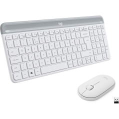 Logitech MK470 Combo Slim Wireless Keyboard and Mouse set, 2.4 GHz connection via nano USB receiver, 10m range, 18-month battery life, PC / laptop, Italian QWERTY layout - white / White