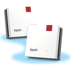 Fritz!Mesh Wi-Fi Set 1600 (Pack of 2) - Mesh WiFi up to 3000 Mbit/s, Dual Band, Plug & Play, Compatible with All Routers, Free Updates, Made in Europe, for 5 Rooms