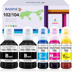 BAISINE 104 Ink Compatible with Epson Ecotank 104 102 Ink Bottle for EcoTank ET-4800 ET-2862 ET-2870 ET-2850 ET-2856 ET-2810 ET-4850 ET-3850 ET-1810 ET-2710 ET-2722 0 ET-2815 ET-2821