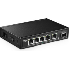 MokerLink 5 Port 2.5G Ethernet Switch with 10G SFP, 5 x 2.5G Base-T Ports Compatible with 10/100/1000Mbps, Metal Unmanaged Fanless Network Switch
