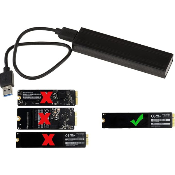 KALEA-INFORMATIQUE Compatible External Enclosure for Mac Air 2012 SSDs to USB3 (USB 3.0 SUPERSPEED) for Mac SSDs with 8+18 Pins (A1466 A1465 MD223 MD224 MD231 MD232)