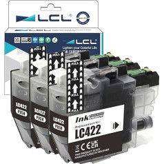 LCL LC422 Black Ink Cartridge Compatible with Brother LC422 LC422XL LC422BK LC422XLBK Compatible with Brother MFC-J5340DW MFC-J5345DW MFC-J5740DW MFC-J6540DW MFC-J6940DW (Pack of 3)