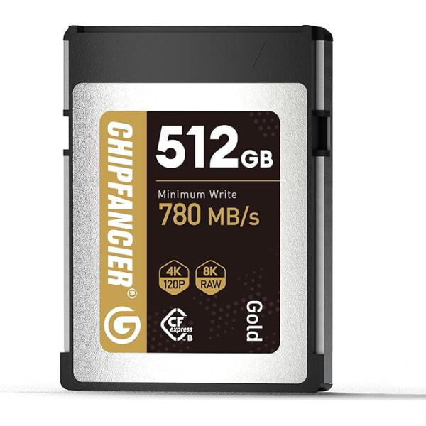 CFexpress 2.0 Typ B 512GB memory card up to 1750MB/s read 1420MB/s write-Raw 8K video recording Gold