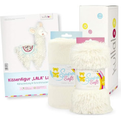 kullaloo Lama Sewing Set Wool White Gift Paper Pattern + Two Matching Plush Fabrics in Gift Box